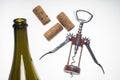 Corkscrews white background wine bottle Royalty Free Stock Photo