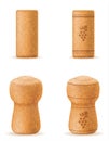 Corkwood cork for wine and champagne bottle vector illustration