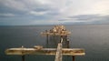 Cormoranes posados en muelle abandonado. Royalty Free Stock Photo