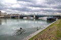 Cormorant drying his wings in front of the Pont de l`UniversitÃÂ©