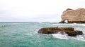 Cormorant on a Rock in Stormy Waters at Etretat Beach, France Royalty Free Stock Photo