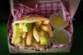 Corn arepas stuffed with beef, chicken breast, pork ham, mozzarella cheese and avocado Royalty Free Stock Photo