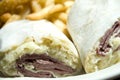 Corn beef reuben sandwich wrap