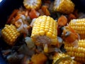 Corn being cooked