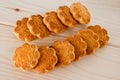 Corn biscuit on wooden background Royalty Free Stock Photo