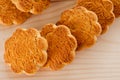 Corn biscuit on wooden background Royalty Free Stock Photo