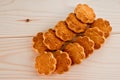 Corn biscuit on wooden background Royalty Free Stock Photo