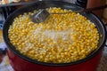 Corn boil hot, add sugar, milk, butter and delicious. Royalty Free Stock Photo