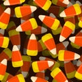 Corn candy seamless pattern 3D. Sweets texture. Background traditional treat for Halloween. Food decoration