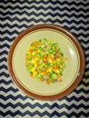 Corn carrot and cucumber salad in a bowl Royalty Free Stock Photo