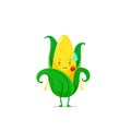 Corn character got slap on the face isolated on a white background. Corn character emoticon illustration Royalty Free Stock Photo