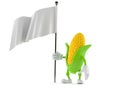 Corn character holding blank flag Royalty Free Stock Photo