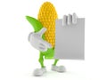 Corn character holding blank sheet of paper Royalty Free Stock Photo