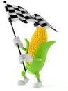 Corn character waving race flag Royalty Free Stock Photo