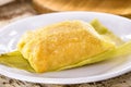 Corn and cheese pamonha, a typical sweet from Brazil served in the festivities of June and July, rural sweet of the June Royalty Free Stock Photo