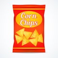 Corn chips packet bag, isolated on white background Royalty Free Stock Photo