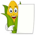 Corn Cob Character with Blank Paper