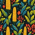 Corn cob maize seamless pattern. Background for Kwanzaa or Thanksgiving Royalty Free Stock Photo