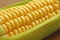 Corn on cob on rustic wooden table and wooden background from a natural wooden. Golden bright yellow corn. Tasty and healthy food Royalty Free Stock Photo