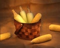 Corn cobs in a basket Royalty Free Stock Photo