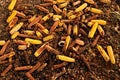 Corn cobs milled as animal feed. Waste from the end of corn shelling process Royalty Free Stock Photo