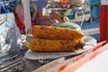 Corn cobs roasted for sale on the Parga seafront Royalty Free Stock Photo