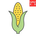 Corn color line icon, thanksgiving and sweetcorn, maize sign vector graphics, editable stroke filled outline icon, eps