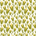 Corn crop seamless pattern on white background in cartoon style for textile print or packaging design Royalty Free Stock Photo