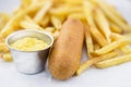 Corn Dog with Fries and Mustard Royalty Free Stock Photo