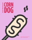 Corn Dog Korean Food Placard Poster Banner Card. Vector Royalty Free Stock Photo