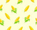 Corn, ear corn, corn cob, maize and food, seamless vector background and pattern Royalty Free Stock Photo