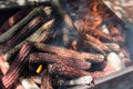 Corn ears in a barbeque fire Royalty Free Stock Photo