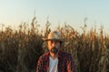 Corn farmer portrait in ripe field