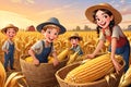 Corn field agriculture product harvest farm children Royalty Free Stock Photo