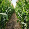 Corn field, harvesting, eco-friendly products. Generative AI Royalty Free Stock Photo