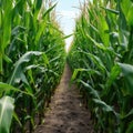 Corn field, harvesting, eco-friendly products. Generative AI Royalty Free Stock Photo