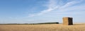 Corn fields with straw bales in the north of france Royalty Free Stock Photo