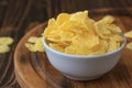 Corn flakes in bowl - cereal breakfast. Royalty Free Stock Photo