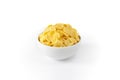 Corn Flakes in the Bowl Isolated Top View on White Background Royalty Free Stock Photo