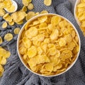 Corn flakes bowl sweets on gray cement background Royalty Free Stock Photo