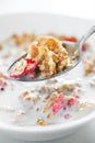 Corn flakes with dried strawberry