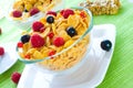 Corn flakes and fresh berries Royalty Free Stock Photo