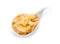 Corn Flakes Healthy Breakfast in white spoon Royalty Free Stock Photo