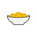 Corn flakes icon, cereal in bowl icon