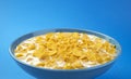 Corn flakes with milk, bowl of cereal breakfast Royalty Free Stock Photo