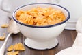 Corn flakes in white bowl Royalty Free Stock Photo