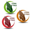 Corn free symbols on white background. Silhouettes maize in a circle with shadow. Royalty Free Stock Photo