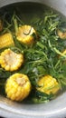 Corn fruits can also be a very delicious vegetable dish when mixed with spinach Royalty Free Stock Photo