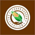 Corn garden logo with cultivation concept Royalty Free Stock Photo