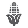 Corn glyph icon, farm and harvest, sweetcorn sign, vector graphics, a solid pattern on a white background.